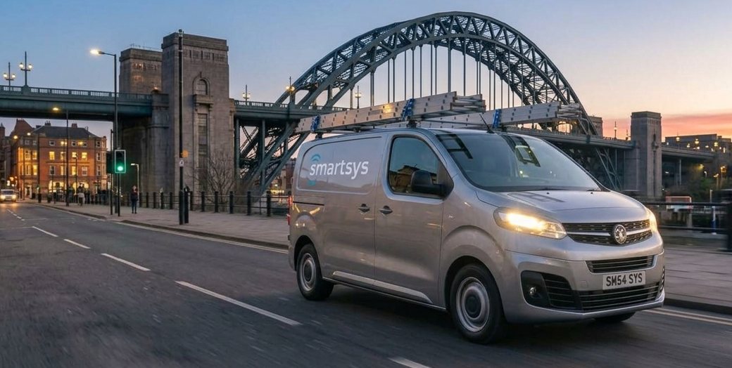 Smartsys Networks van in front of the Tyne Bridge, Newcastle upon Tyne