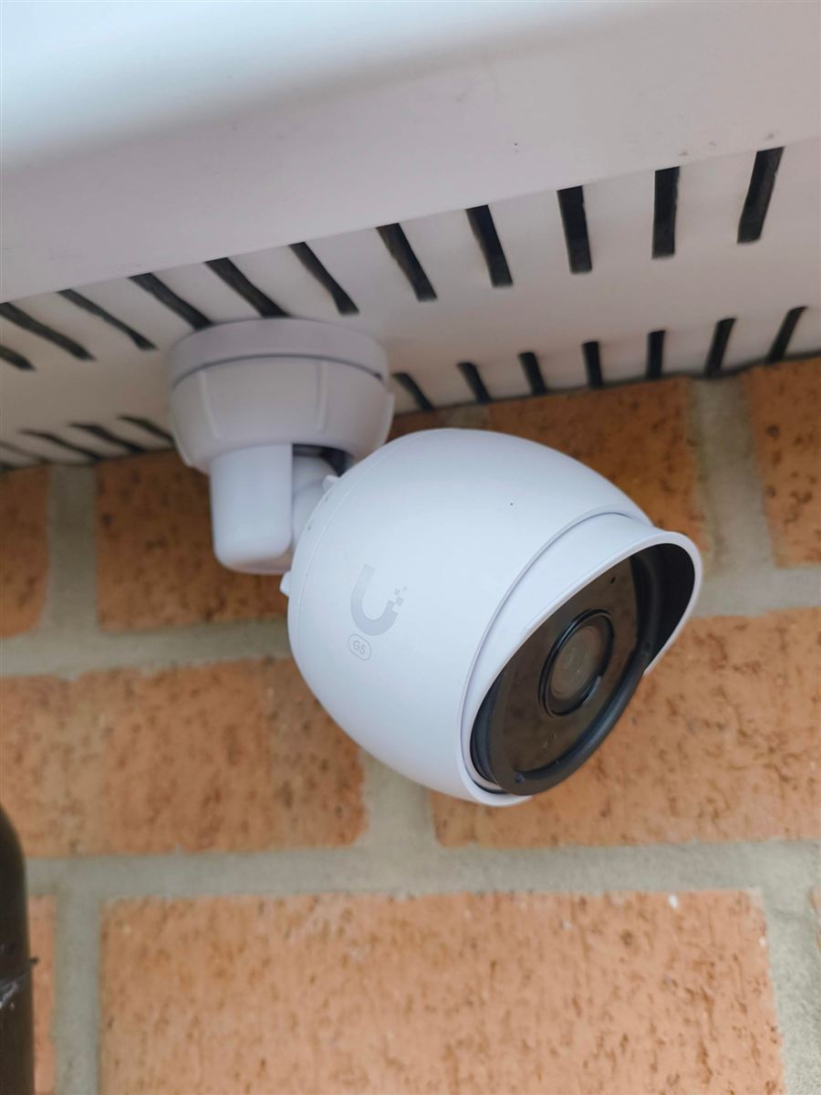 UniFi G5 bullet CCTV camera fitted under the eaves of a home in Benton, Newcastle
